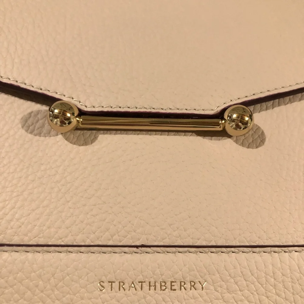 Strathberry Calf Leather Mosaic Top Handle Crossbody Bag in Oat Gold Hadware NWT - Picture 14 of 16